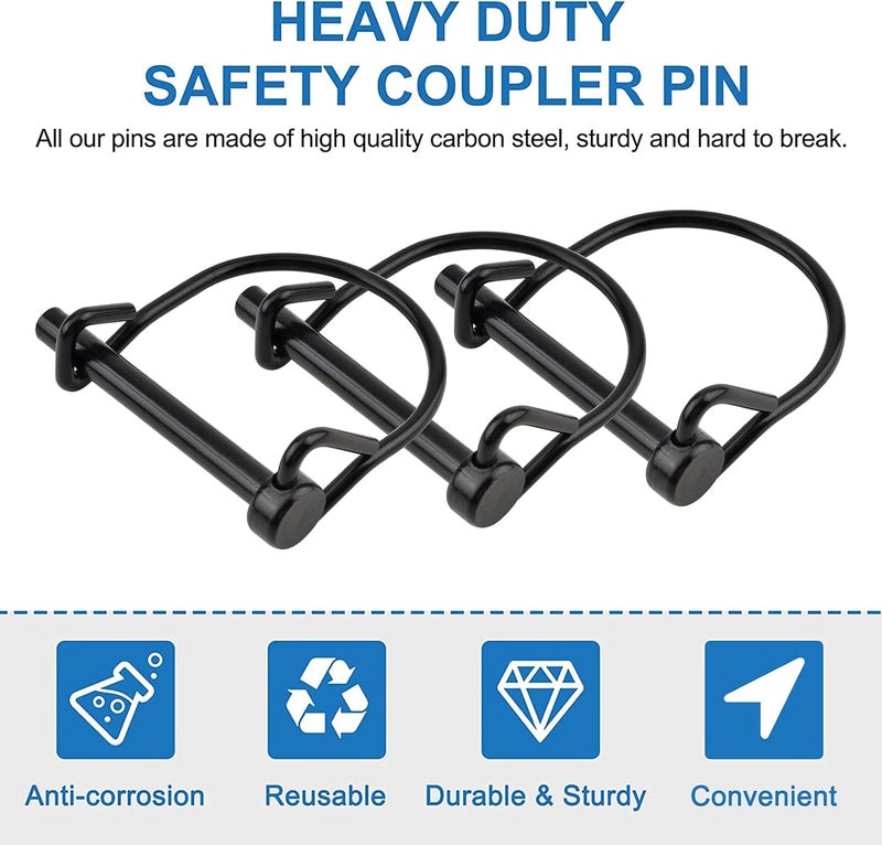 INCREWAY 10pcs Wire Lock Pin, 1/4" Heavy Duty Safety Coupler Shaft Locking Pin Hitch Pto Pin Round Loop Wire Lock Trailers Pin for Farm Lawn Garden (Pack of 2) - Image 3